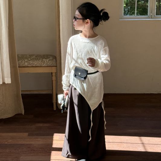 -スリット入りデザイン長袖トップス/ワイドパンツ【mh0010961】 - mamahalo shop - 長袖セットアップ -  べビー服 - 子供服 - 男の子 - 女の子