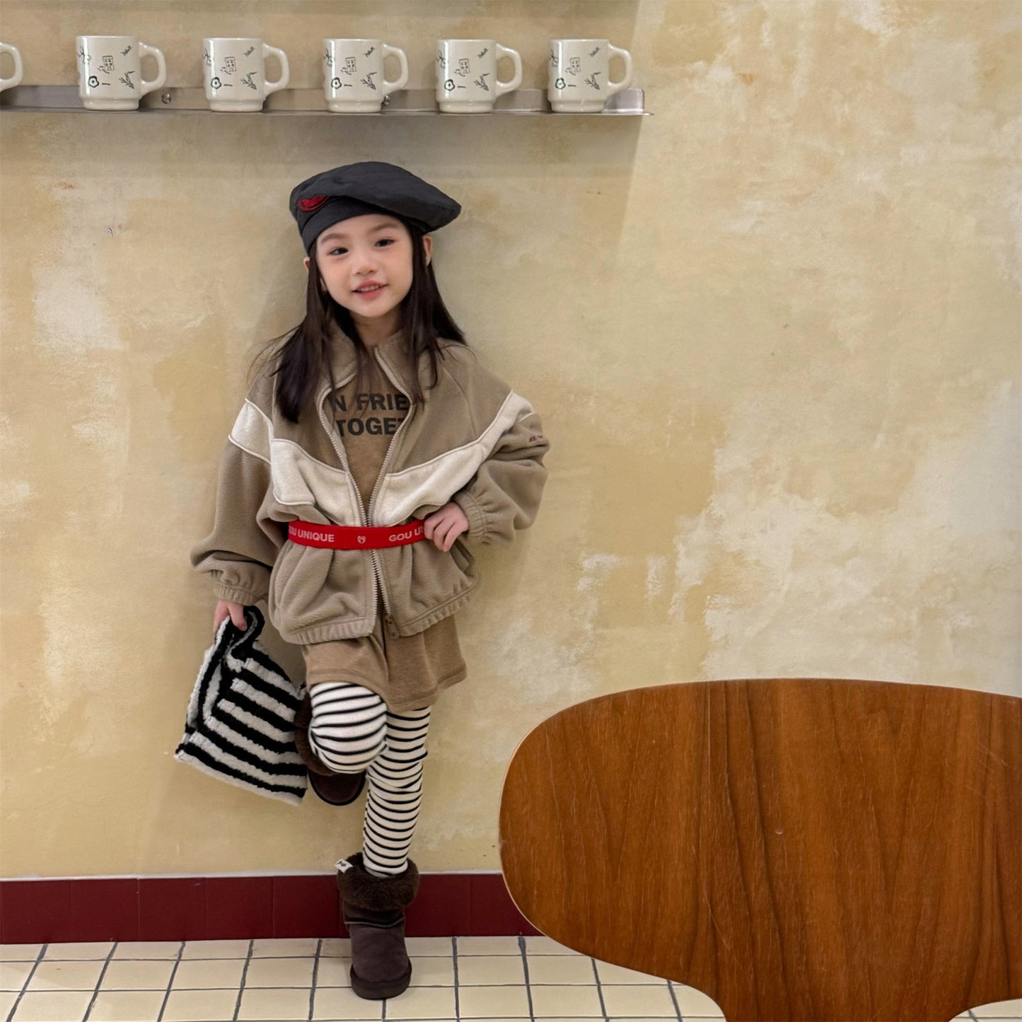 -バイカラージップアップフリースジャケットブルゾン裏起毛防寒アウター【mh0010912】 - mamahalo shop - ショートコート・ジャケット・ジャンパー -  べビー服 - 子供服 - 男の子 - 女の子