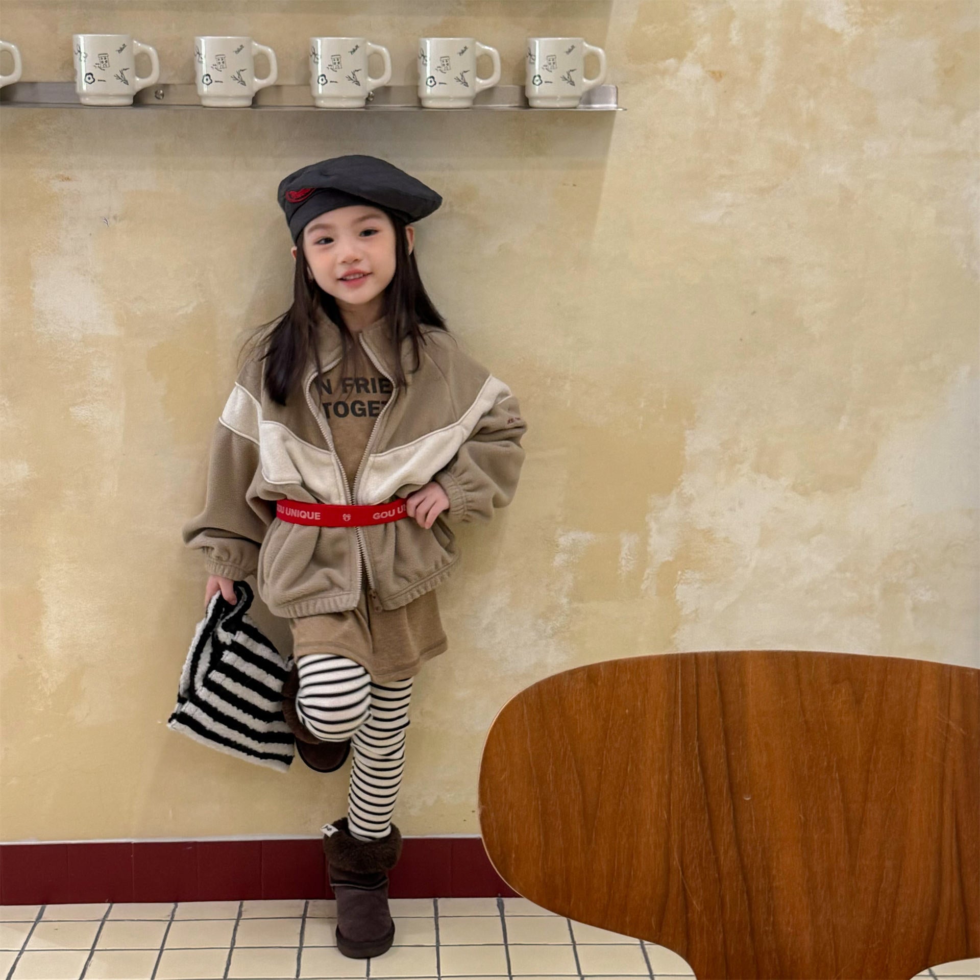 -バイカラージップアップフリースジャケットブルゾン裏起毛防寒アウター【mh0010912】 - mamahalo shop - ショートコート・ジャケット・ジャンパー -  べビー服 - 子供服 - 男の子 - 女の子