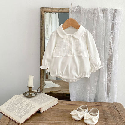 -刺繍切り替え襟付き長袖ロンパース【mh0010851】 - mamahalo shop - 長袖ロンパース -  べビー服 - 子供服 - 男の子 - 女の子