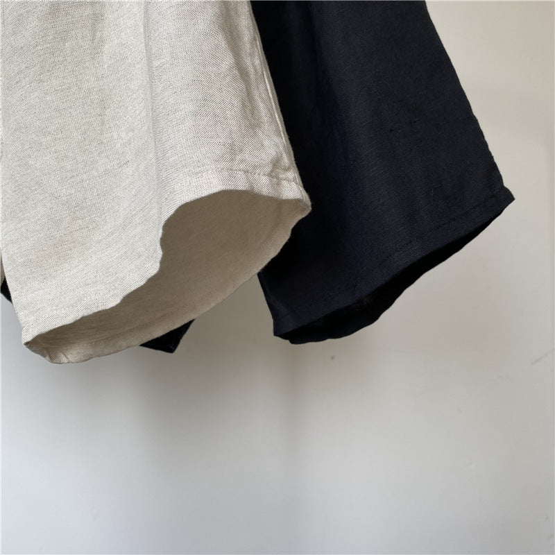 Minimalist Linen Drawstring Wide Shorts リネン ハーフパンツ【mh0013638】