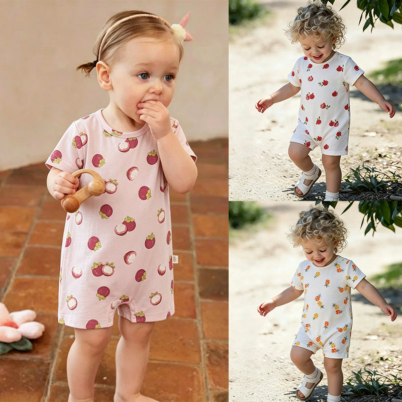 Fruit Pattern Cotton Romper フルーツ 半袖ロンパース【mh0013044】