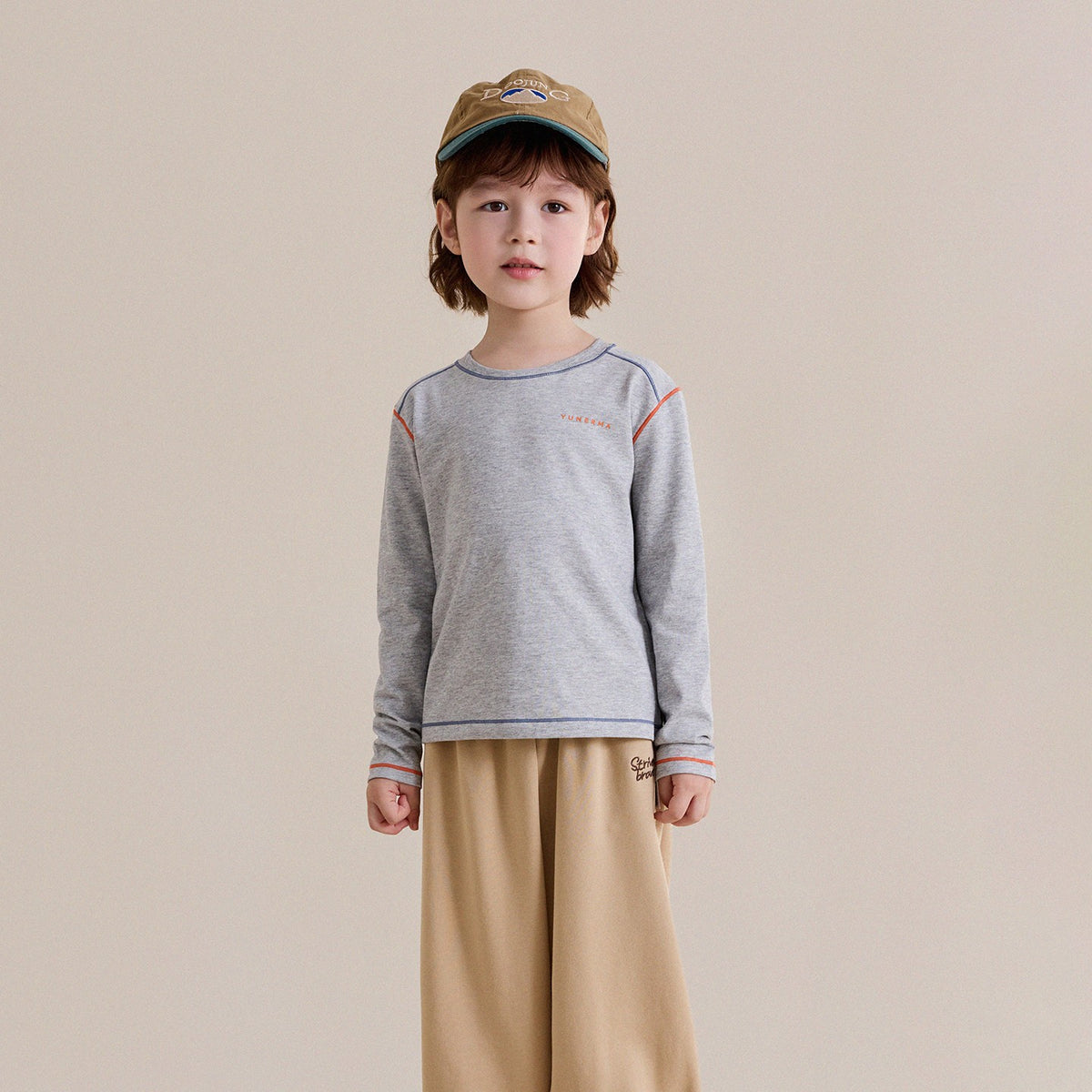 キッズ ジュニア ステッチ プルオーバー 長袖Tシャツ【mh0014252】