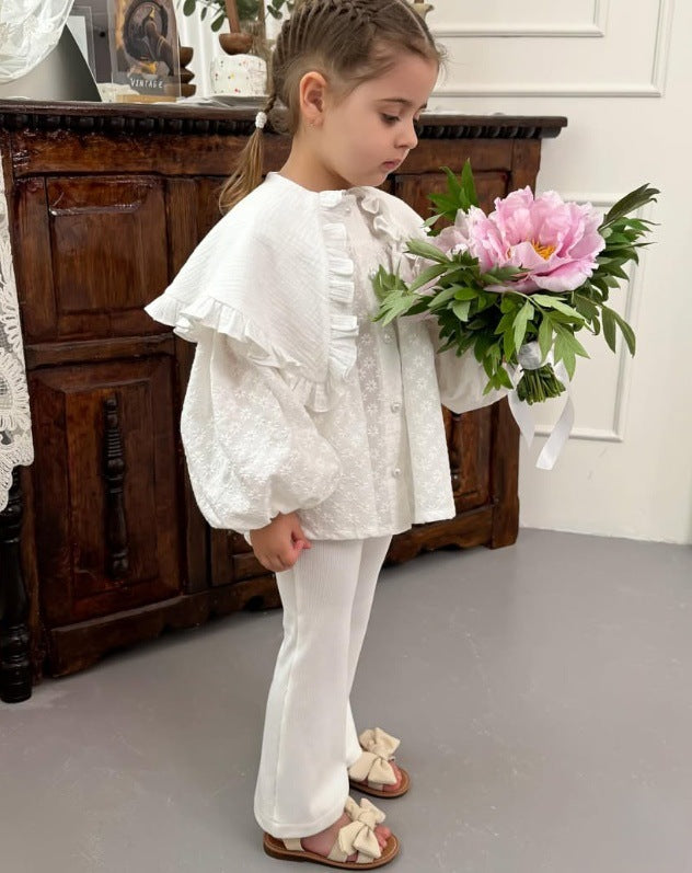 2025 INS Primavera-Otoño Rusa Top de Niña Algodón Bordado Primavera-Otoño Hombro Caído Casual Encaje Elegante Chaqueta de Muñeca【mh0013868】