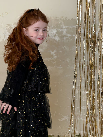 ノースリーブワンピース 星スタースパンコール メッシュドレス【mh0011891】