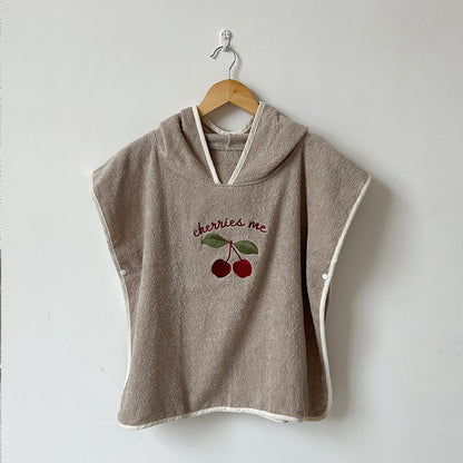 Hooded Fruit Embroidery Bath Towel Cape 刺繍 プールタオル ケープ【mh0013348】
