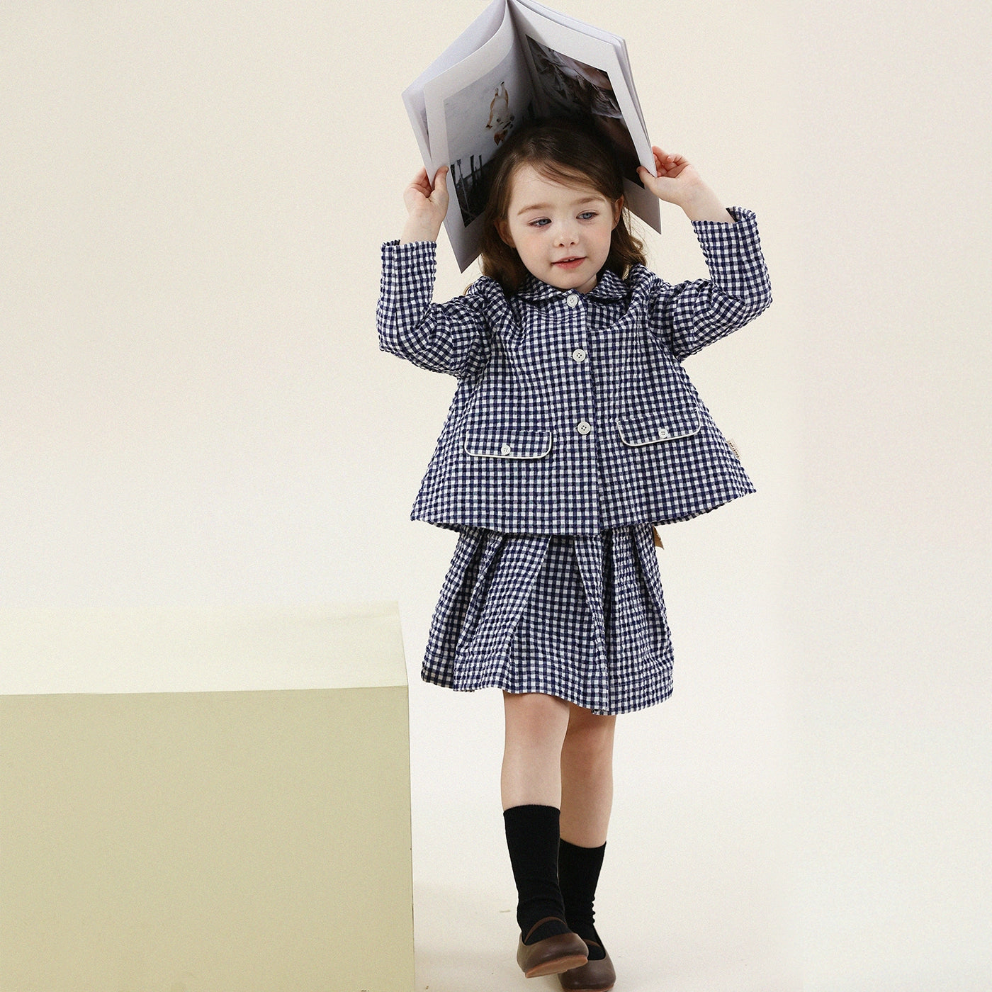 -フレンチスタイルチェックジャケット/ボックスプリーツスカート スーツ【mh0011299】 - mamahalo shop - 長袖セットアップ -  べビー服 - 子供服 - 男の子 - 女の子