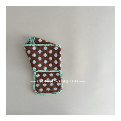 キッズ マフラー ドット柄 ボア フリース 厚手 防寒 スヌード【mh0011599】