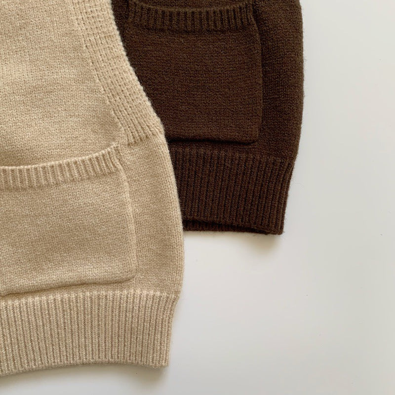 Kids Pocket Button-Up Knit Vest [mh0000608]