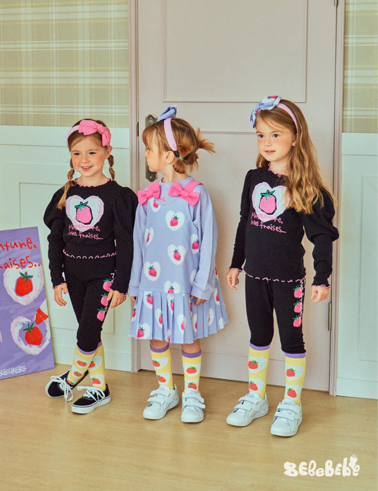 -いちごプリント長袖トップス/フリルレギンス/フリルワンピース/ノースリーブプリーツワンピース【mh0010988】 - mamahalo shop - ノースリーブワンピース -  べビー服 - 子供服 - 男の子 - 女の子