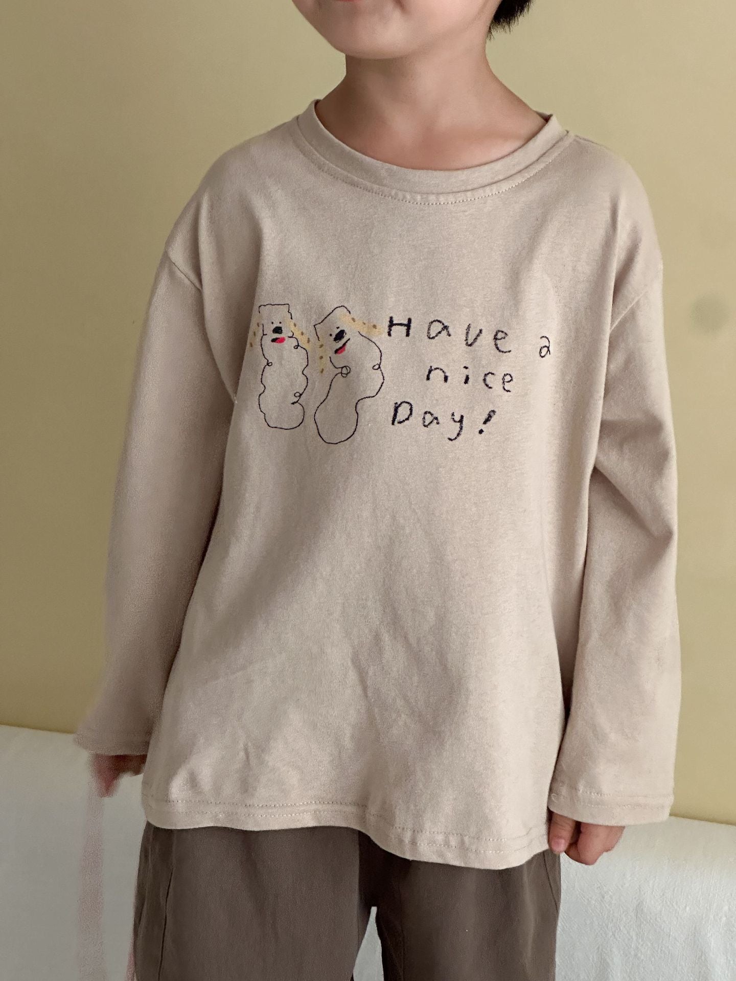 -手描き風イラスト長袖Tシャツ【mh0011229】 - mamahalo shop - 長袖Tシャツ -  べビー服 - 子供服 - 男の子 - 女の子