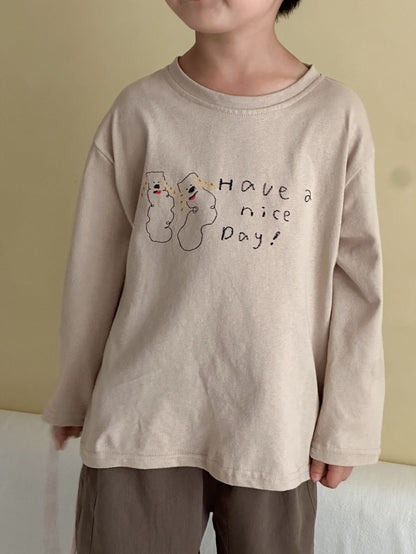 -手描き風イラスト長袖Tシャツ【mh0011229】 - mamahalo shop - 長袖Tシャツ -  べビー服 - 子供服 - 男の子 - 女の子