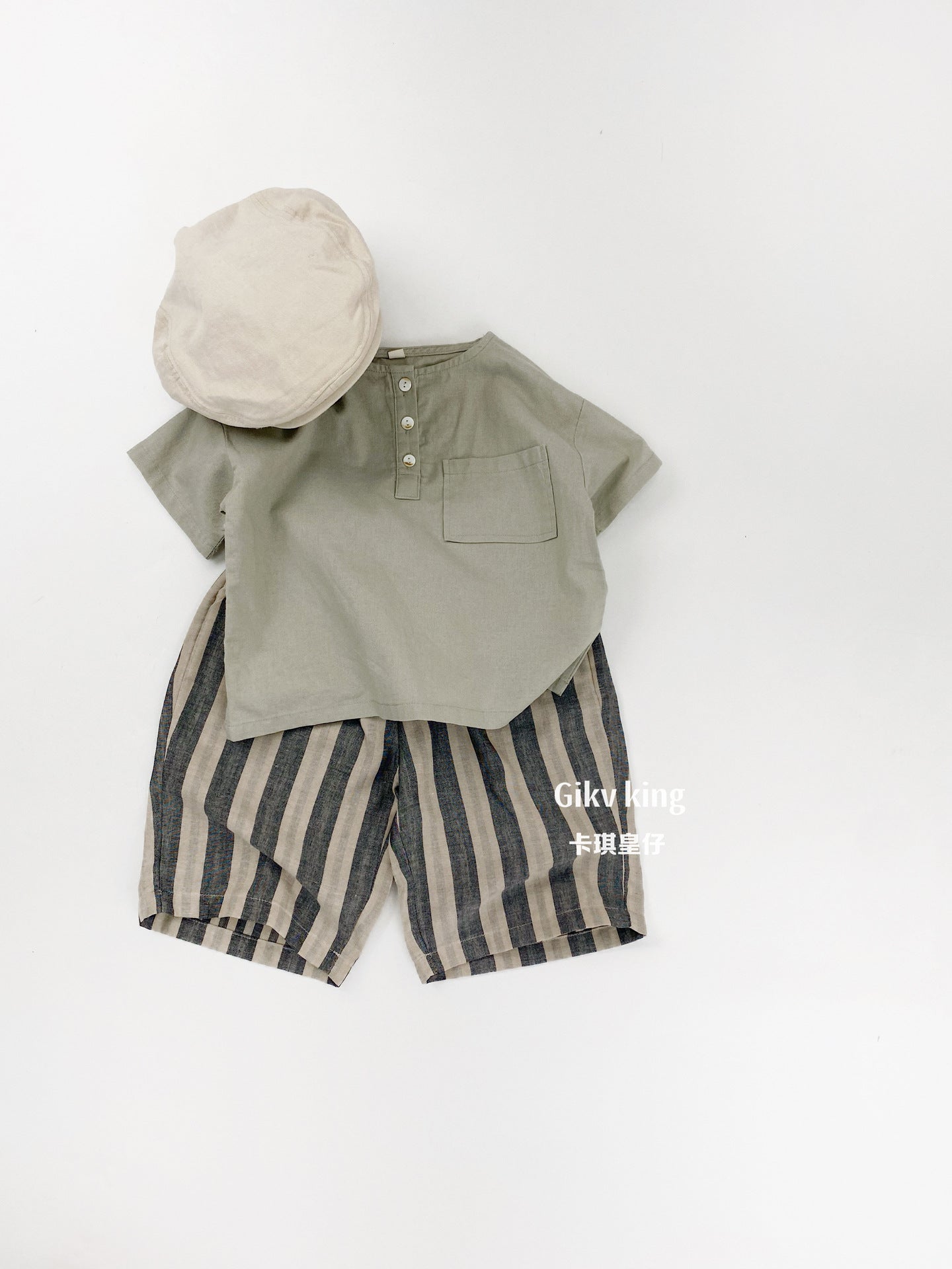 Striped Woven Cotton Shorts ストライプ ハーフパンツ【mh0013476】