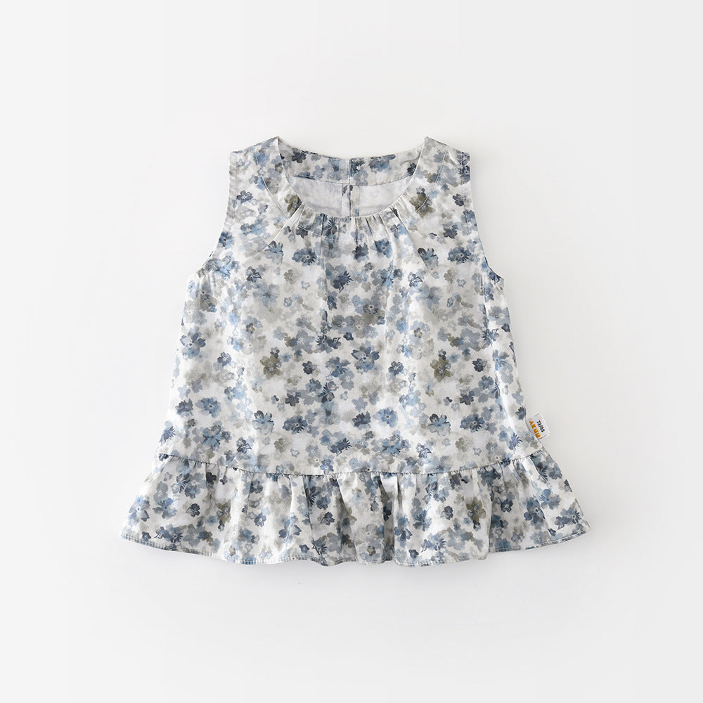 Vintage Floral Top フラワー ノースリーブチュニック【mh0012851】