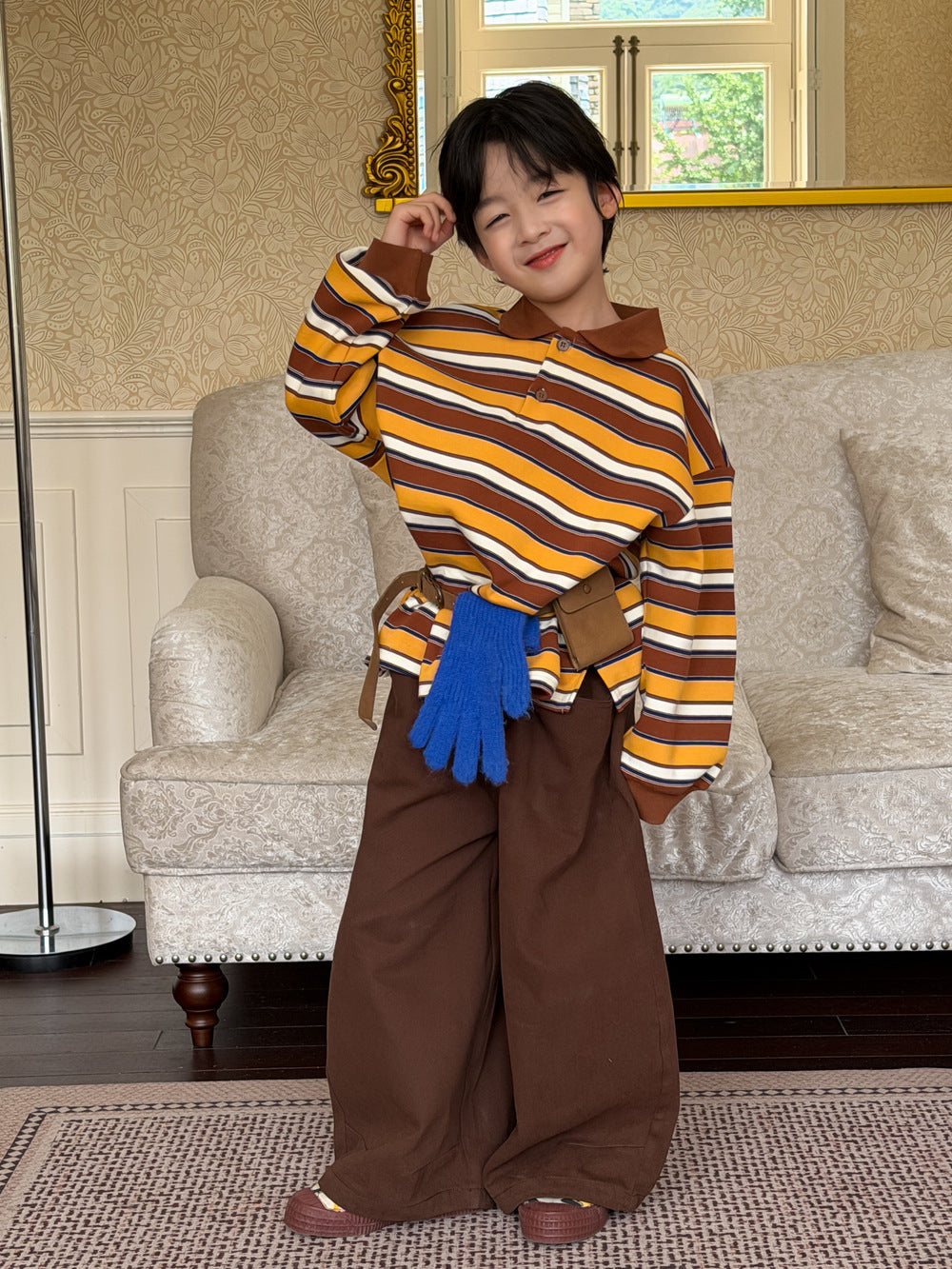キッズ ジュニア ルーズ ワイドストレート パンツ【mh0014389】