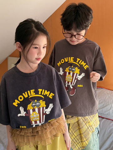 Popcorn Print Cotton T-shirt ポップコーン プリント 半袖Tシャツ【mh0012511】