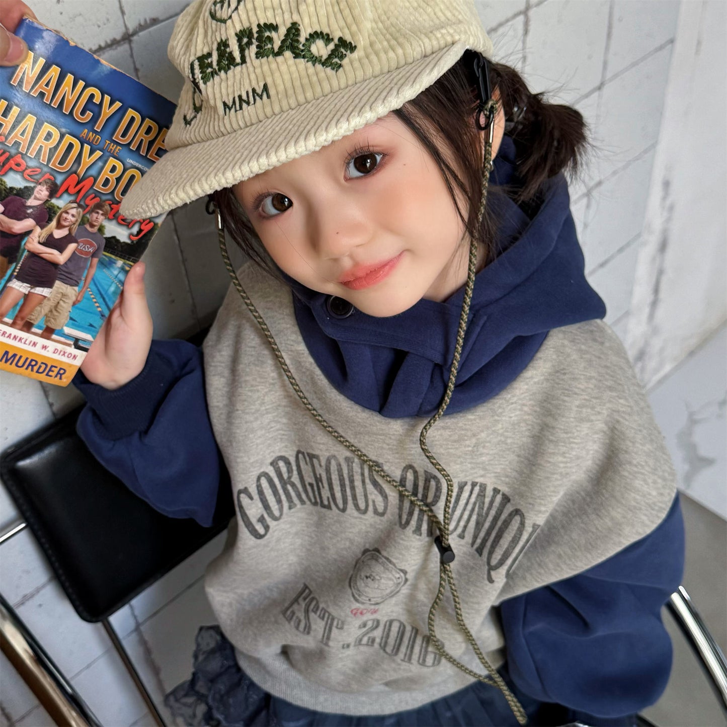 フーディスウェットトレーナー フード付き ロゴプリント パッチワーク【mh0011909】