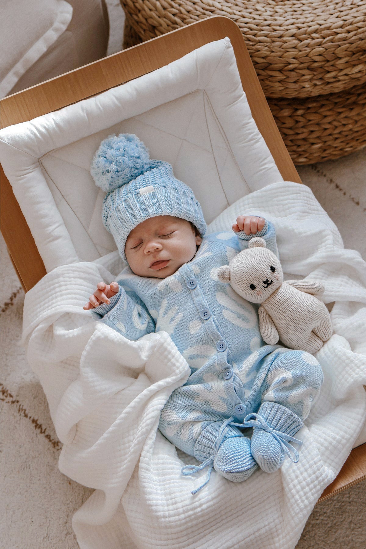 長袖ニットロンパース 幾何学模様 ジャカードニット ジャンプスーツ【mh0011855】