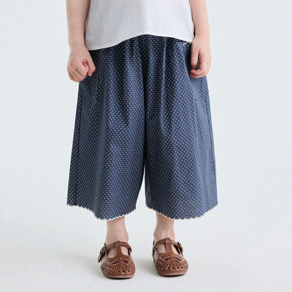 Embroidered Blouse and Polka Dot Pants スカラップ ドット柄 ブラウス ロングパンツ【mh0013194】