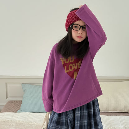 -ハートロゴプリント長袖スウェットTシャツ【mh0010946】 - mamahalo shop - 長袖Tシャツ -  べビー服 - 子供服 - 男の子 - 女の子