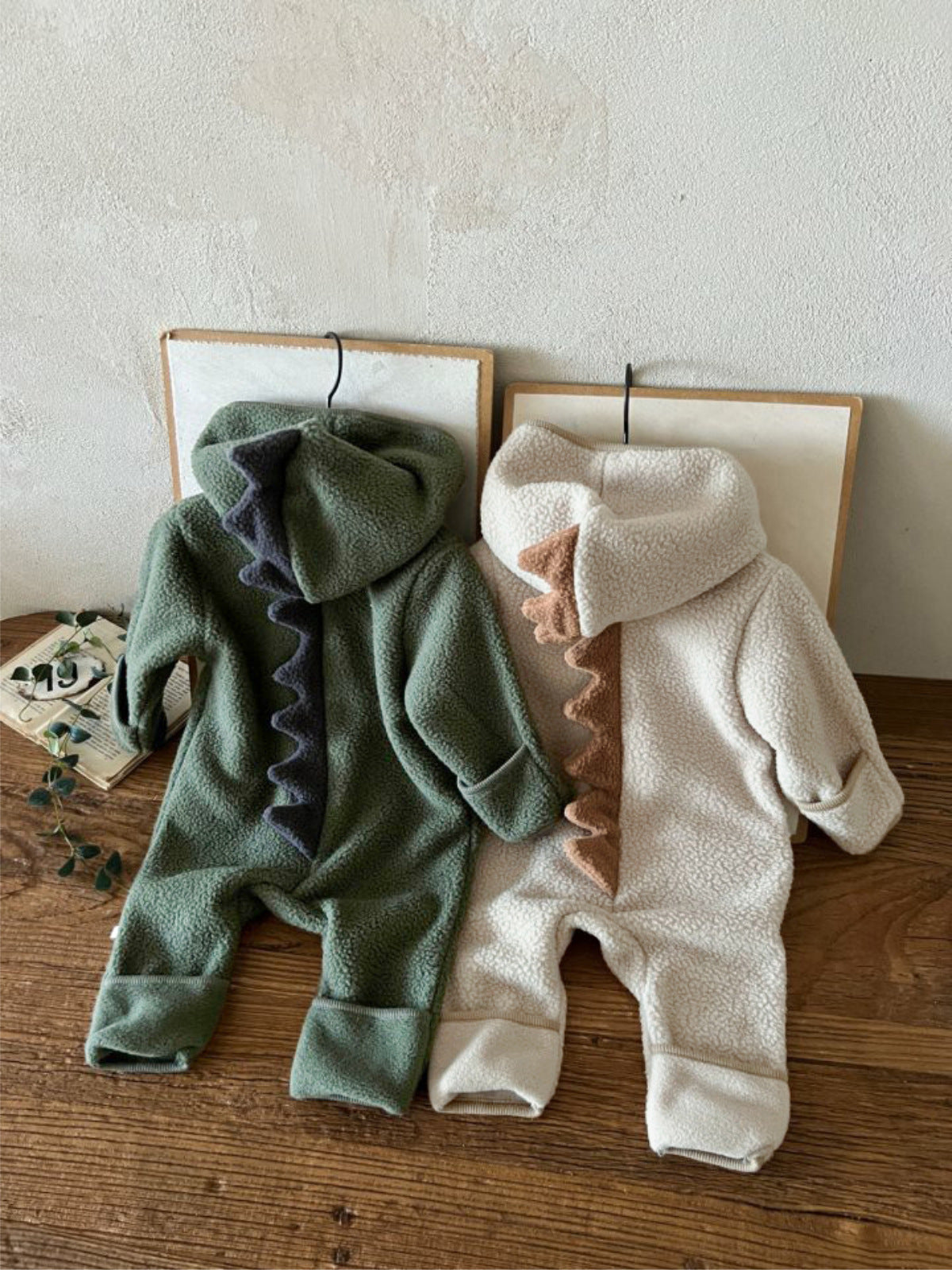 長袖ジャンプスーツ 恐竜 ダイナソーフーディ フリース カバーオール【mh0011859】