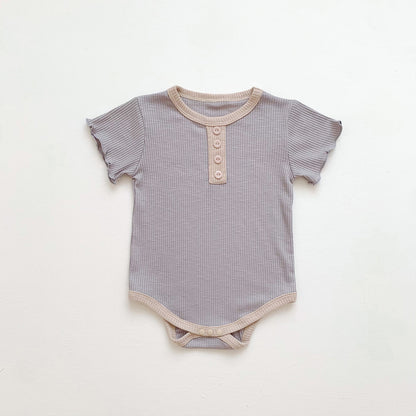-ベビー リブ 半袖 ロンパース【mh0000777】 - mamahalo shop - 半袖ロンパース -  べビー服 - 子供服 - 男の子 - 女の子
