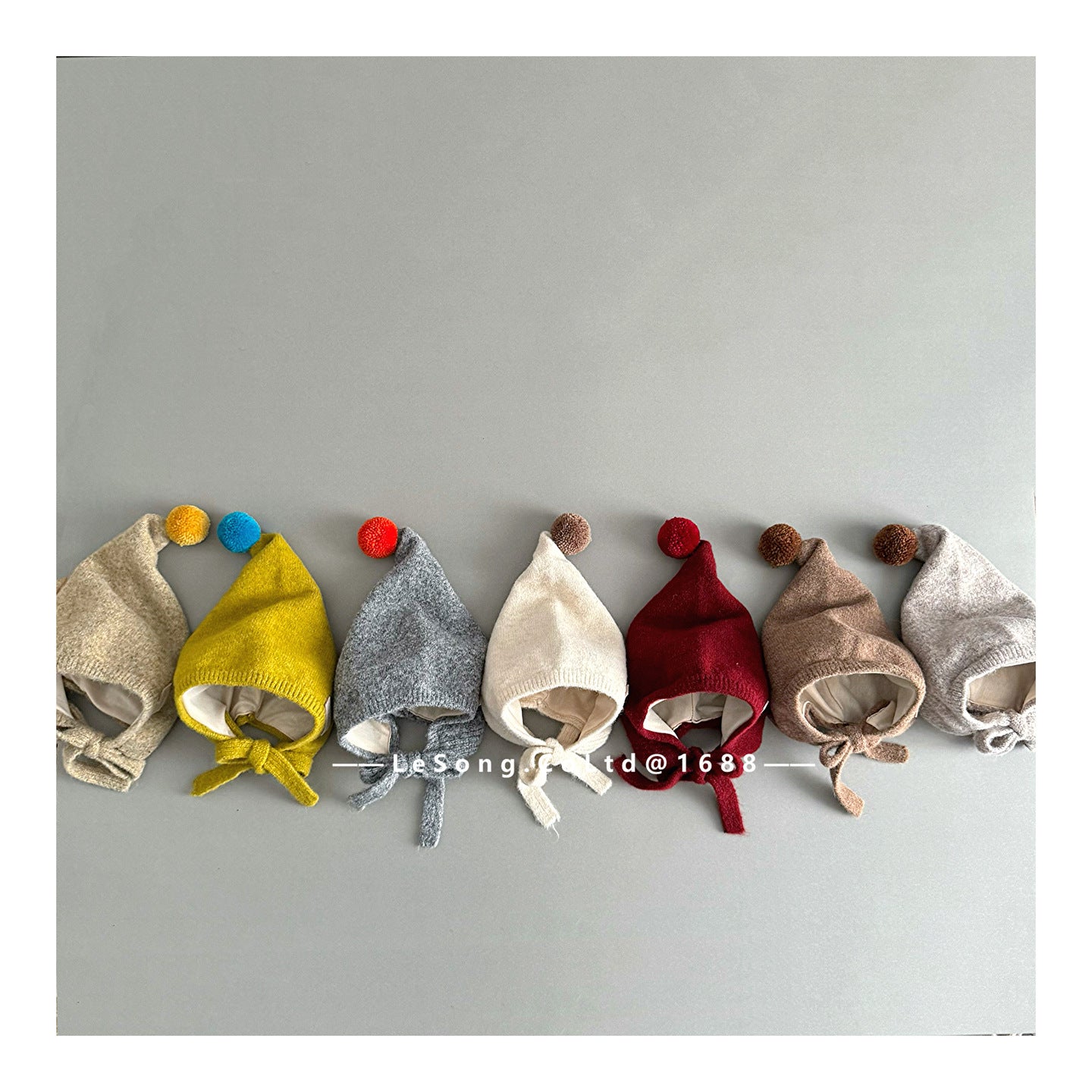 ベビー帽子 ぽんぽん付き 小人キャップ ピクシーハット【mh0011812】