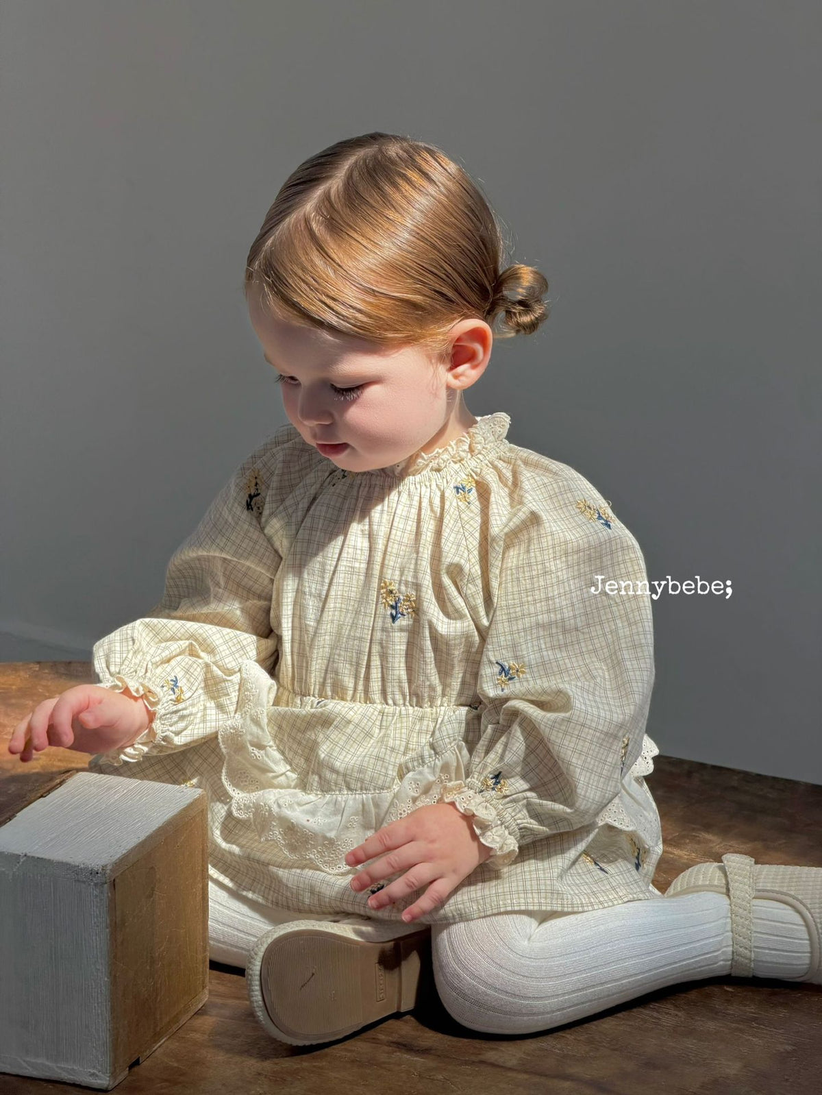 Mameluco/vestido con volantes, bordado floral, por niveles, para bebé/niño pequeño【mh0014315】