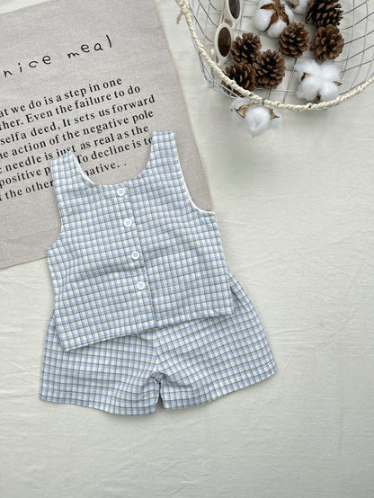 Plaid Tank Top Shorts Set【mh0013280】