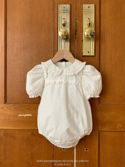 Eyelet Cotton Puff Sleeve Romper