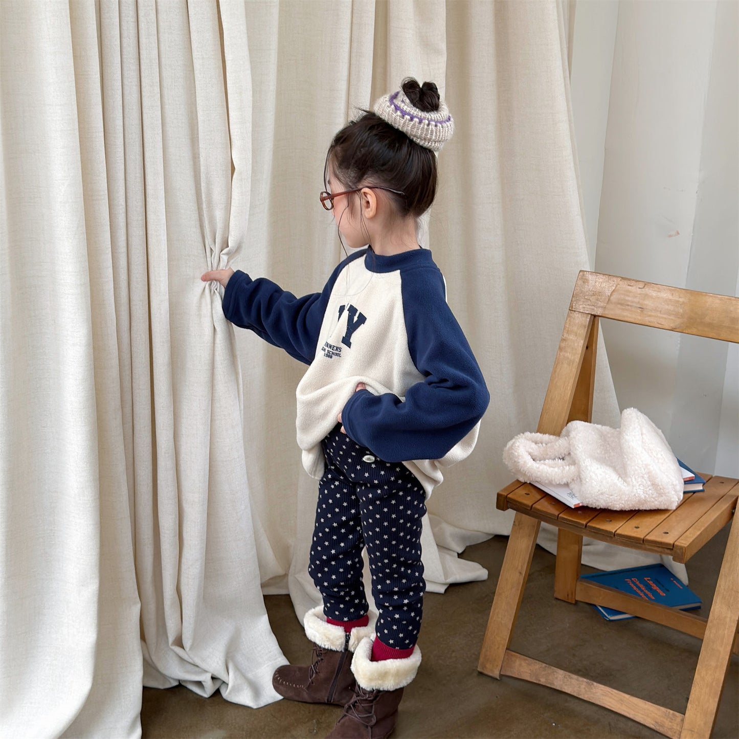 裏起毛リブレギンスパンツ 星スタープリント デイリーパンツ【mh0011908】