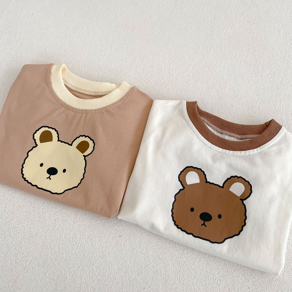 Baby Bear Print Bicolor Piping Short Sleeve Romper [mh0001860]