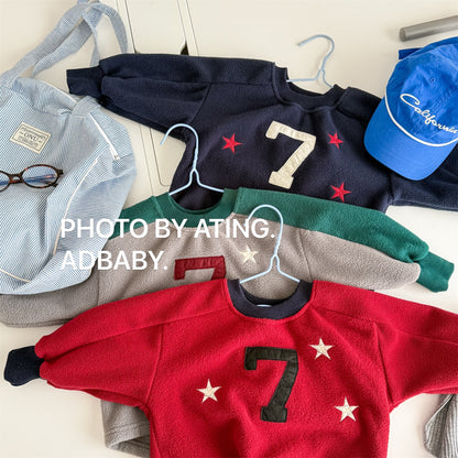 -ナンバーワッペン星柄フリーストレーナー【mh0010909】 - mamahalo shop - トレーナー・フーディ -  べビー服 - 子供服 - 男の子 - 女の子