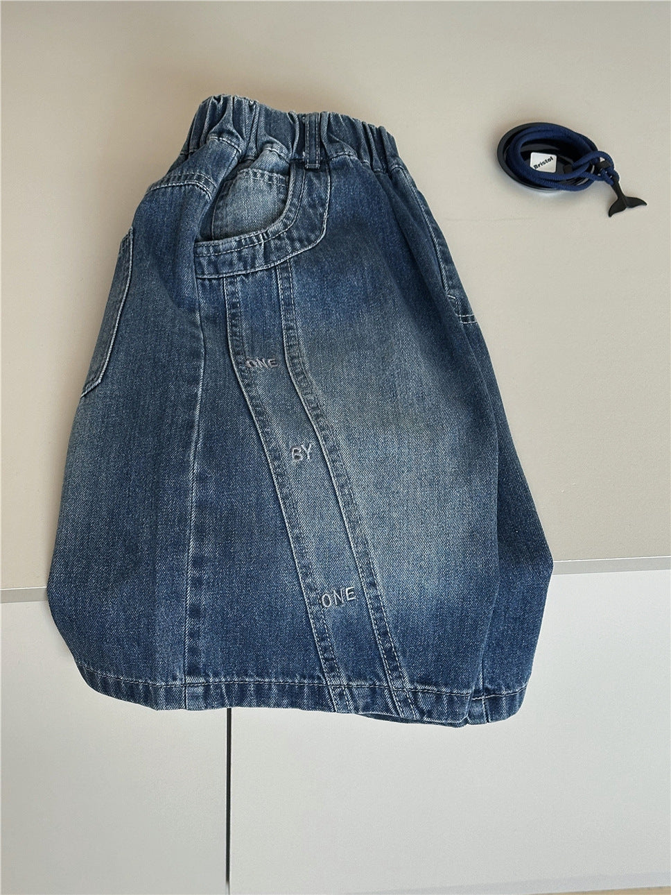 Embroidered Denim Shorts 英字刺繍 デニムハーフパンツ【mh0012958】