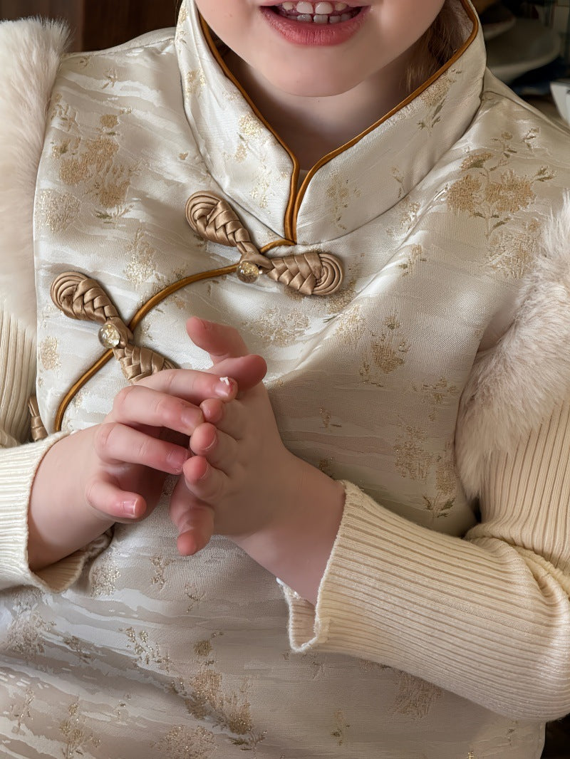 チャイナスタイルベスト ボアファー 防寒ベスト【mh0011882】