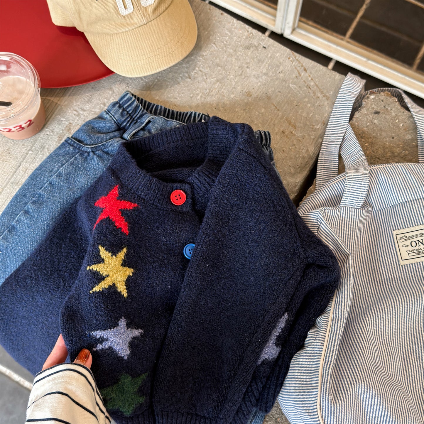 ニットカーディガン 厚手 カラフルスター 星 セーター【mh0011921】