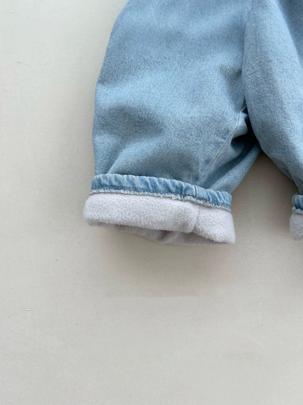 Pantalones largos de mezclilla con forro polar para bebés y niños 【mh0014653】