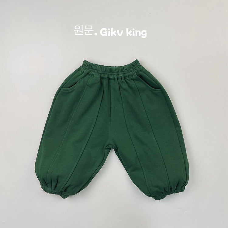 Kids Plain Tucked Loose Easy Pants [mh0013931]
