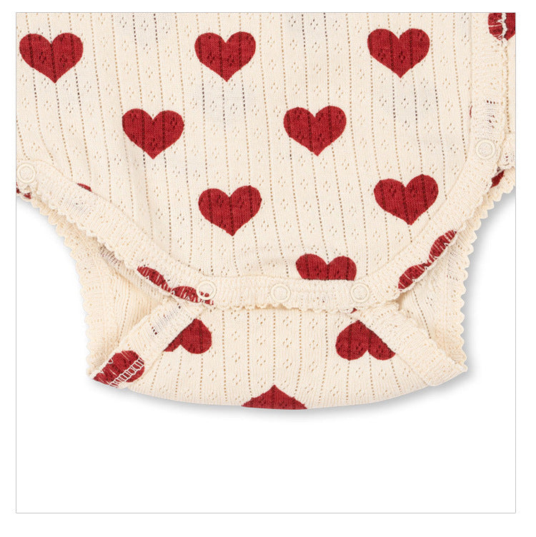 -ハート/リボン長袖肌着ロンパース/ロングパンツ【mh0010732】 - mamahalo shop - ロンパースセットアップ -  べビー服 - 子供服 - 男の子 - 女の子