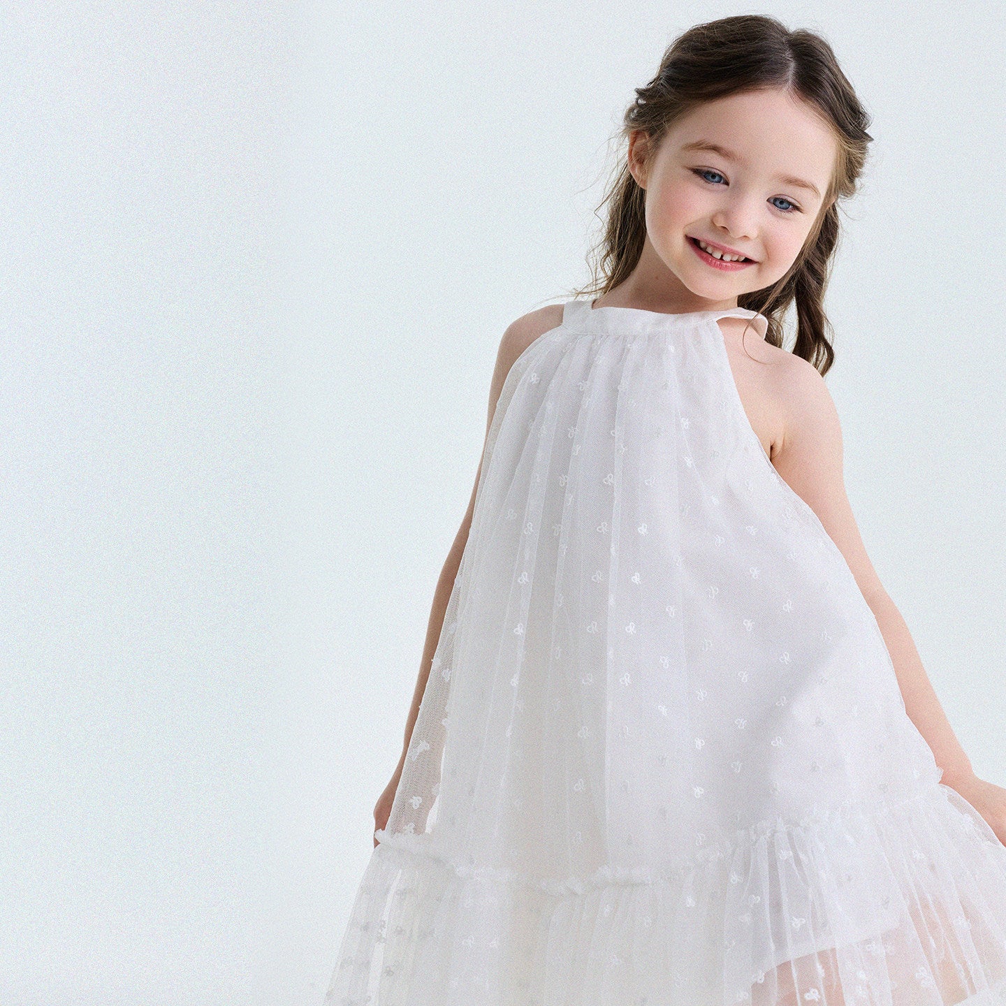 Embroidered Gauze Princess Dress フリル ノースリーブワンピース【mh0013173】