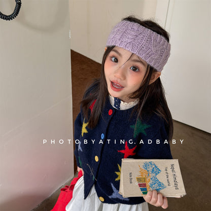 ニットカーディガン 厚手 カラフルスター 星 セーター【mh0011921】