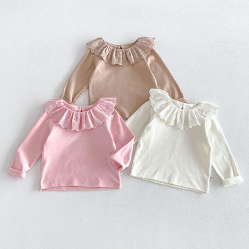 Kids' Frill Collar Mellow Frill Long Sleeve T-shirt & Flare Pants Set [mh0014029]