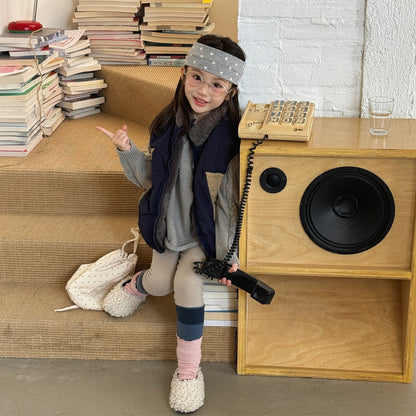 パッチワークベスト 裏ボアフリース スタンドカラー【mh0011920】