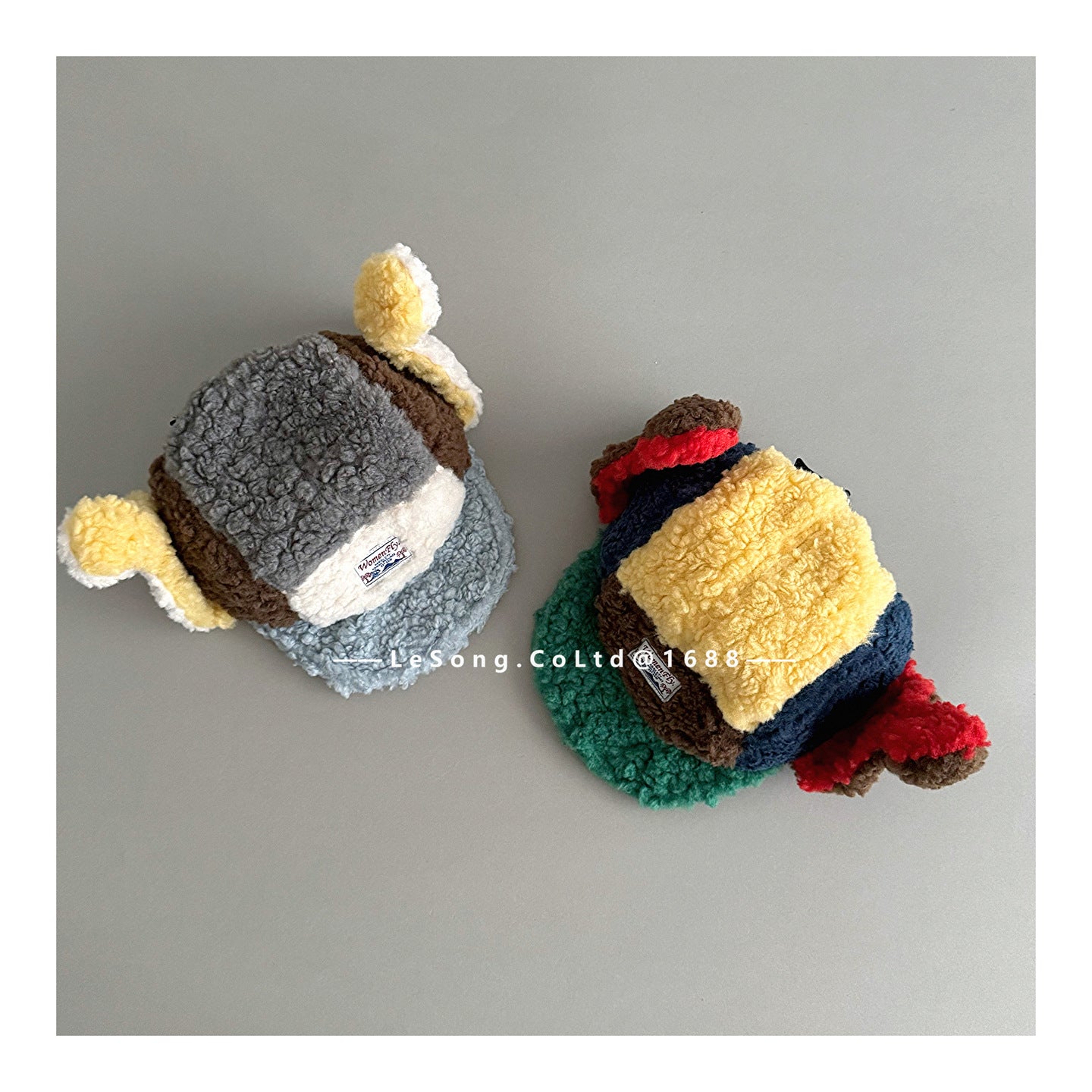 Kids' Pilot Hat with Boa and Colorful Patchwork Earmuffs for Cold Weather Protection [mh0011601]