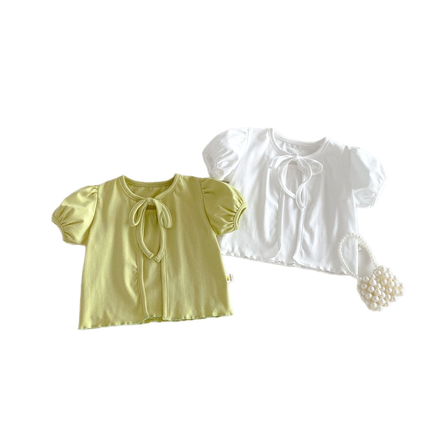 Puff Sleeve Ribbon Cami Set パフスリーブ リボン 半袖カーディガン【mh0012705】