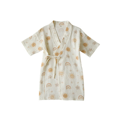 Printed Cotton Gauze Yukata Bathrobe [mh0012598]