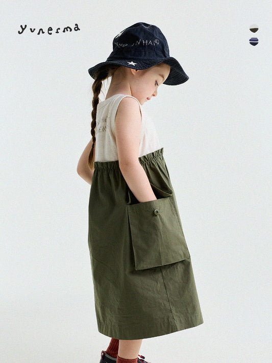 Cargo Pocket Cotton Dress ワークテイスト ノースリーブワンピース【mh0013195】