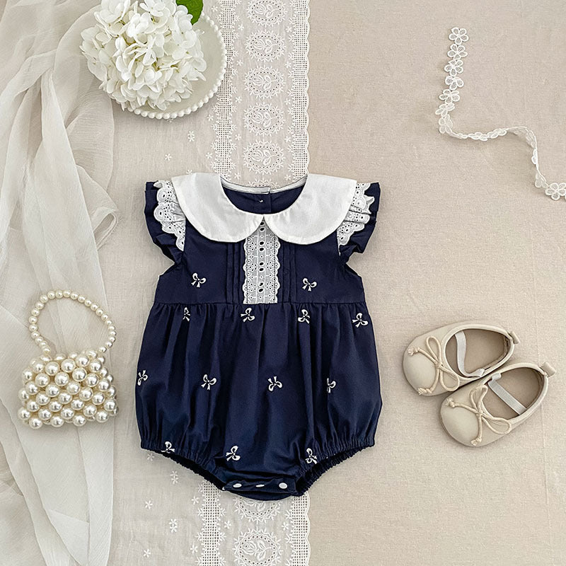 Bow Embroidery Ruffle Romper Dress ラッフル ロンパース ワンピース【mh0013161】