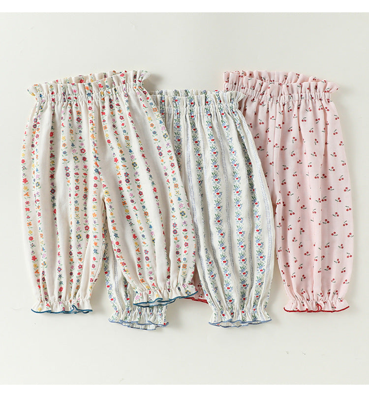 Floral Ruffle Pocket Long Pants ボタニカル ロングパンツ【mh0013489】