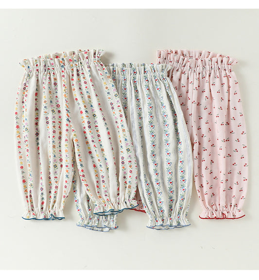 Floral Ruffle Pocket Long Pants ボタニカル ロングパンツ【mh0013489】